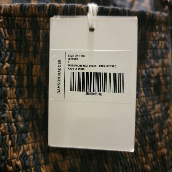 NWT $146 DAMSON MADDER Persephone Leopard Midi Dress 6 - Picture 7 of 7